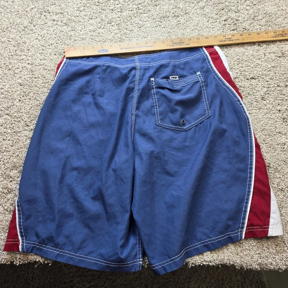 VINTAGE Billabong Board Shorts Mens 36 Blue Red White Colorblock Surf Trunks